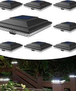 Solar Post Cap Lights for 4×4 and 5×5 Wooden Fence Posts, 8pk