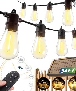 54FT Solar String Lights with Remote Control for Outdoor Use