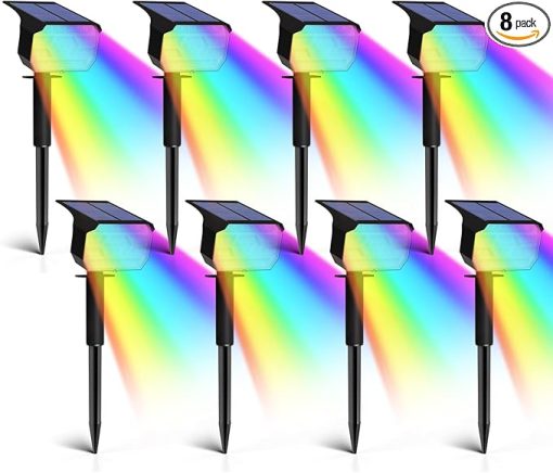 Multicolor Solar Lights 7 Modes 29 LED Waterproof Spotlights 8 Pack