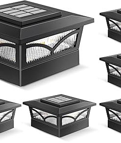 Outdoor Solar Post Cap Lights for Decks and Patios, 6 Pack LED