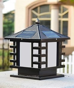 Retro E27 Solar Pillar Light Outdoor Garden Lantern for Fences 2