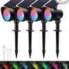 Color Changing Solar Spot Lights Outdoor Waterproof Landscape 4 Pack