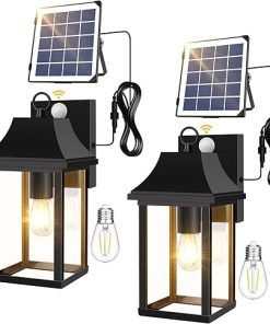 2 Pack Solar Porch Lights Outdoor with Motion Sensor and Replaceable Battery
