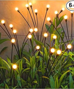 TONULAX Solar Garden Lights Upgrade Flexible Wind Swaying Outdoor 6 Pack