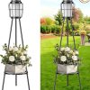 Outdoor Solar Lights with Planter Stands for Deck Patio Garden