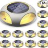 Solar Deck Lights Outdoor LED Pathway Markers Waterproof 12 Pack