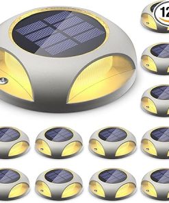 Solar Deck Lights Outdoor LED Pathway Markers Waterproof 12 Pack