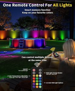 Remote Control Solar Ground Lights 50ft IP67 Waterproof 10 Pack 2