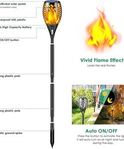 TomCare Outdoor Solar Torches Flickering Flame Waterproof Garden Lights 2