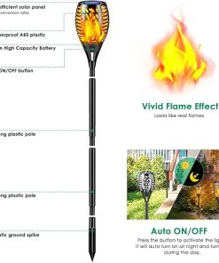 TomCare Solar Flickering Flame Torch Lights for Garden Patio Yard 2