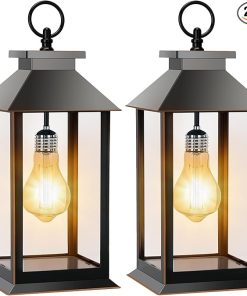 2 Pack Waterproof Hanging Solar Lanterns for Outdoor and Indoor Use