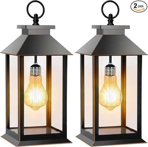 2 Pack Waterproof Hanging Solar Lanterns for Outdoor and Indoor Use