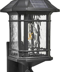 Outdoor Solar Wall Lamp 15.7 Inch with Waterproof Ripple Glass