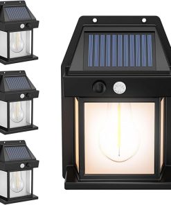 Solar Motion Sensor Fence Lights 4 Pack IP65 Waterproof Outdoor LED