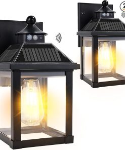 Large Solar Wall Lights with Motion Sensor for Outdoor Use 2 Pack