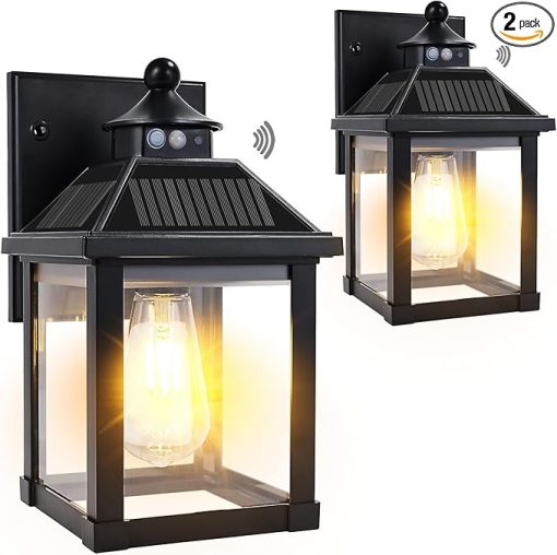 Large Solar Wall Lights with Motion Sensor for Outdoor Use 2 Pack