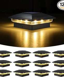 Solar Post Cap Lights Outdoor 12 Pack Waterproof for 4×4 5×5 Posts