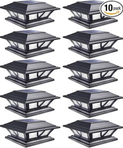 Outdoor Solar Post Lights 10 Pack LED Decorative Lights for Fences