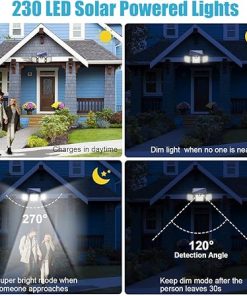 LED Solar Motion Sensor Wall Lights with 3 Adjustable Heads 270° 2