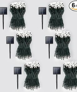 White Solar Christmas Lights 720LED 255FT Outdoor Green Wire 8 Modes
