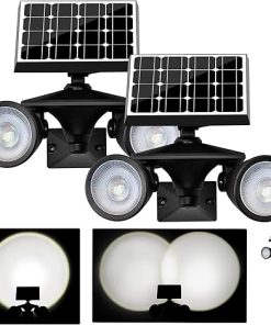 Upgraded Solar Spotlight 5000mAh LED Security Light 2-Pack Waterproof