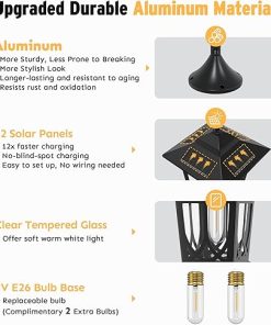 73 Inch Solar Lamp Post Light with 3 Heads for Outdoor Use 2