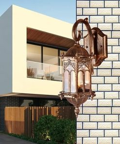 Antique Bronze Wall Sconce Glass Lantern Outdoor Waterproof Light 2