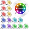 LYHOPE Solar Ground Light Outdoor, 16 Pack 8 LED Color Changing Solar Disk Lights Waterproof Garden In-ground Pathway Lights Landscape Lighting for Lawn,Yard,Deck,Patio,Walkway (RGB)