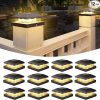 12 Pack 4×4 Solar Fence Post Cap Lights Waterproof Black Outdoor