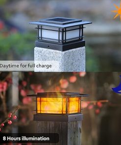 Solar Flame Post Lights 8 Pack for Garden Deck Vinyl Wooden Posts 2