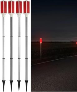 5 Pack Solar Driveway Markers Red Landscape Lights for Outdoor Use