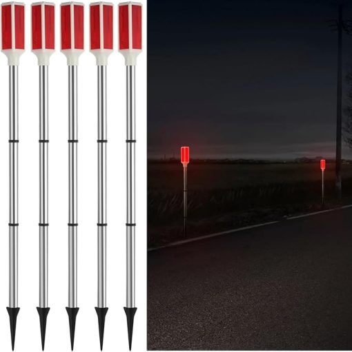 5 Pack Solar Driveway Markers Red Landscape Lights for Outdoor Use