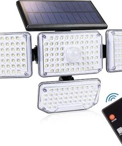 Solar Outdoor Lights 2500LM IP67 Waterproof 4 Head with Remote Control