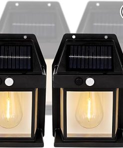 Solar Edison Bulb Motion Sensor Wall Light Waterproof Outdoor 4-Pack
