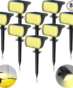 8 Pack Solar Outdoor Lights Waterproof 64 LEDs 3 Modes for Garden