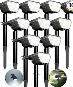 10 Pack Waterproof Solar Spot Lights with Auto On Off for Outdoors