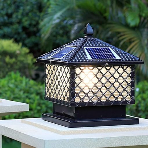 Solar Post Light for Garden Outdoor Porch Aluminum Rainproof Lantern