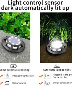 Solar Floor Lights 2-Pack LED Outdoor Lights for Walkways and Gardens 2