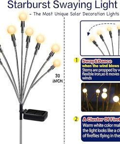 TONULAX Solar Garden Lights Upgrade Flexible Wind Swaying Outdoor 6 Pack 2