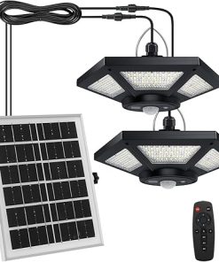 Solar Shed Light 180LED Dual Head Outdoor Indoor Motion Sensor Remote