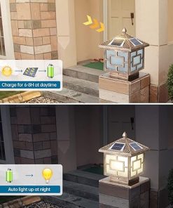 Solar Post Lights with Sensor and Remote Control for Outdoor Use 2