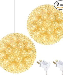 Brightown Solar Ball Lights 100 LED Waterproof Solar Path Yard 2 Pack