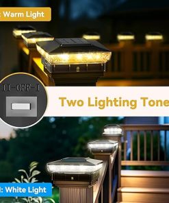 Upgraded Solar Post Cap Lights 6 Pack for 4×4 5×5 Deck Fences 2