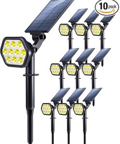 Nekteck 10 Pack Solar LED Landscape Spotlights for Outdoor Security