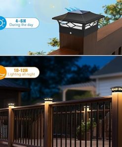 12 Pack Solar Post Cap Lights Waterproof for 4×4 Wood Vinyl Posts 2