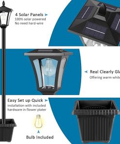 72 Inch Solar Outdoor Light with Planter for Backyard and Patio 2