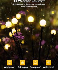 Solar Garden Lights 8 Pack 12 LED Firefly Waterproof Outdoor Decor 2