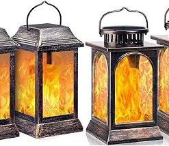 TomCare Solar Lanterns Flickering Flame Lights for Garden Patio Yard