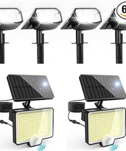 4 Pack 63 LED Solar Spot Lights Waterproof with 3 Lighting Modes