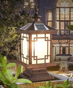 Outdoor Solar Lamp Post Light Rustic Bronze Garden Landscape Lighting